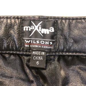 leather pants, lined to below knee. waist 29”; 19” across hip, 18” across front